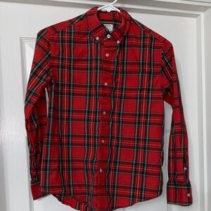 Crewcuts Kids Red and Green Tartan Plaid Button-Down Shirt. Size 12